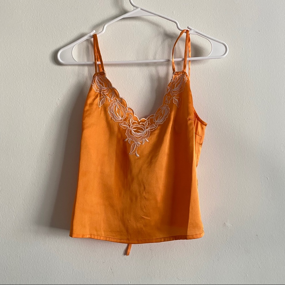 ASOS Reclaimed Vintage orange satin cami
